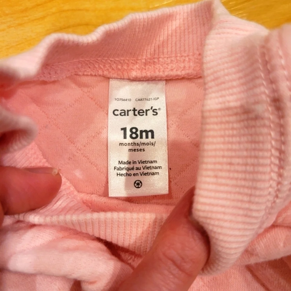 Carter's quilted jumpsuit pink size 18 months